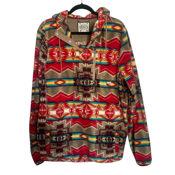 Dravus red and tan pullover with aztec print size L - Picture 2 of 8